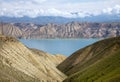 Toktogul highland mountain lake in Kyrgyzstan