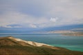 Toktogul highland mountain lake in Kyrgyzstan