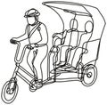 Toktok Tok Tok or 3 Wheel Tricycle Bike Continuous Line Drawing