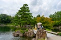 Tokugawaen , Japanese Gardenin Nagoya during summer sunny day at Nagoya Aichi , Japan : 31 August 2019 Royalty Free Stock Photo