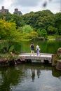 Tokugawaen , Japanese Gardenin Nagoya during summer sunny day at Nagoya Aichi , Japan : 31 August 2019 Royalty Free Stock Photo