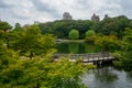 Tokugawaen , Japanese Gardenin Nagoya during summer sunny day at Nagoya Aichi , Japan : 31 August 2019 Royalty Free Stock Photo