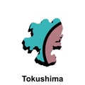 Tokushima City High detailed vector map of Japan prefecture, logotype element for template Royalty Free Stock Photo