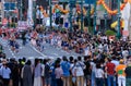 Tokushima, Japan - August 12, 2022: Performers move through crowd at Awaodori street festival