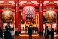 Tokyo Asakusa Sensoji temple square and giant lantern or Chochin at Hozomon gate