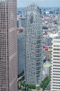 Aerial view of Shinjuku district highrise skyscrapers from Tokyo Government Building