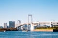 Tokyo bay and Odaiba Rainbow bridge in Japan Royalty Free Stock Photo