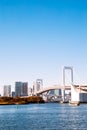 Tokyo bay and Odaiba Rainbow bridge in Japan Royalty Free Stock Photo