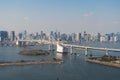 Tokyo Bay with a view of the Tokyo skyline and Rainbow Bridge in tokyo, Japan Royalty Free Stock Photo