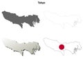 Tokyo blank outline map set