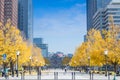 Tokyo buildings skyscraper at Chiyoda City, view from The Imperial Palace. Royalty Free Stock Photo