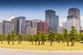 Tokyo City Building Skyline Marunouchi Area with Imperial Palace East garden, Japan Royalty Free Stock Photo