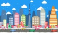 Tokyo City Cartoon Vector - Tokyo Skyline Royalty Free Stock Photo