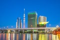 Tokyo city, Japan skyline on the Sumida River at night Royalty Free Stock Photo