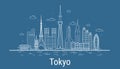 Tokyo city line art Vector Illustration