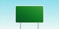 Green blank road sign board with place for text isolated on blue sky background Royalty Free Stock Photo