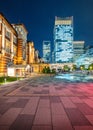 Tokyo city skyline at railway station surround by modern highrise building at twilight time. Royalty Free Stock Photo