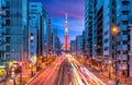 Tokyo city street view with Tokyo Tower Royalty Free Stock Photo