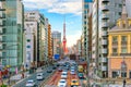 Tokyo city street view with Tokyo Tower Royalty Free Stock Photo