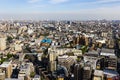 Tokyo city with train railway and Biomass powerplant in sky view