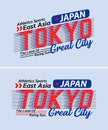 Tokyo city vintage urban vibes striped shadow typeface, for print on t shirts etc.