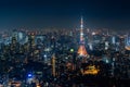 Tokyo cityscape at night, Japan.