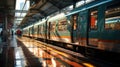 Tokyo Commuter Train, Japan railway local train during sunset