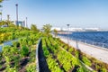 Tokyo Daiba gardens along the water, Japan