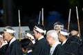 Men in a japanese cultural manifestation.