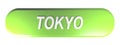 TOKYO green rounded rectangular push button on white background - 3D rendering illustration Royalty Free Stock Photo