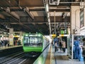 JR Yamanote Train on Platform Station Tokyo city Japan Transportation Royalty Free Stock Photo