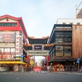 Beautiful long exposure shot of entrance gates of Yokohama Chinatown, the largest Chinatown in Japan. It was developed Royalty Free Stock Photo