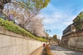 Downhill slope named Semizaka leading to the Kaminakazato station in Tokyo. Royalty Free Stock Photo