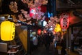 Omoide Yokocho, Shinjuku tokyo in spring season , decorated with sakura cherry blossom very beautiful scene Royalty Free Stock Photo