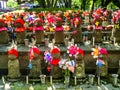 TOKYO, JAPAN - APRIL 5: Jizo Boddhisattvas at Zojo Buddhist Temple at Tokyo, Japan. Jizo Bodhisattva is the patron saint Royalty Free Stock Photo