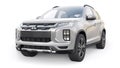 Tokyo. Japan. April 6, 2022. Mitsubishi ASX 2020. Gray compact urban SUV on a white uniform background with a blank body