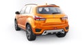 Tokyo. Japan. April 6, 2022. Mitsubishi ASX 2020. Orange compact urban SUV on a white uniform background with a blank