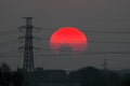 Tokyo, Japan - April 10, 2022: The morning sun rising beyond a high-rise building under construction in Tokyo, Japan Royalty Free Stock Photo