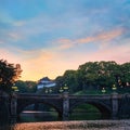 Nijubashi bridge in front of Tokyo Imperial palace in Tokyo, Japan Royalty Free Stock Photo