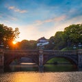 Nijubashi bridge in front of Tokyo Imperial palace in Tokyo, Japan Royalty Free Stock Photo
