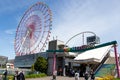 Tokyo, Japan, April 28, 2019 : Palette town shopping complex with Giant ferris wheel that located in Odaiba island Royalty Free Stock Photo