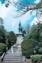 Statue of Prince Komatsu Akihito in Ueno park during springtime in April Royalty Free Stock Photo