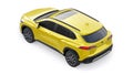 Tokyo, Japan. April 19, 2022: Toyota Corolla Cross 2020. Compact yellow SUV with a hybrid engine and four-wheel drive Royalty Free Stock Photo