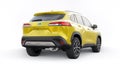 Tokyo, Japan. April 19, 2022: Toyota Corolla Cross 2020. Compact yellow SUV with a hybrid engine and four-wheel drive Royalty Free Stock Photo