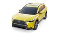 Tokyo, Japan. April 19, 2022: Toyota Corolla Cross 2020. Compact yellow SUV with a hybrid engine and four-wheel drive Royalty Free Stock Photo