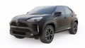 Tokyo, Japan. April 20, 2022: Toyota Yaris Cross 2020. Compact black SUV with a hybrid engine and four-wheel drive for