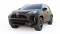 Tokyo, Japan. April 20, 2022: Toyota Yaris Cross 2020. Compact black SUV with a hybrid engine and four-wheel drive for