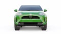 Tokyo, Japan. April 20, 2022: Toyota Yaris Cross 2020. Compact green SUV with a hybrid engine and four-wheel drive for