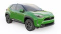 Tokyo, Japan. April 20, 2022: Toyota Yaris Cross 2020. Compact green SUV with a hybrid engine and four-wheel drive for