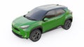 Tokyo, Japan. April 20, 2022: Toyota Yaris Cross 2020. Compact green SUV with a hybrid engine and four-wheel drive for